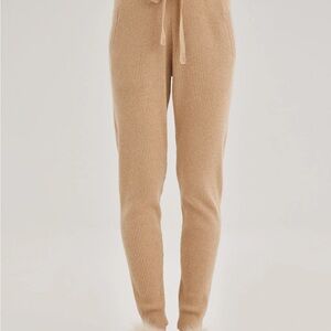 Nap Loungewear Cashmere Ribbed Drawstring Joggers in Camel